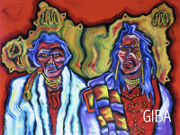 Louis Riel et Poundmaker 40 x 30 - Peinture à l’huile par Giba