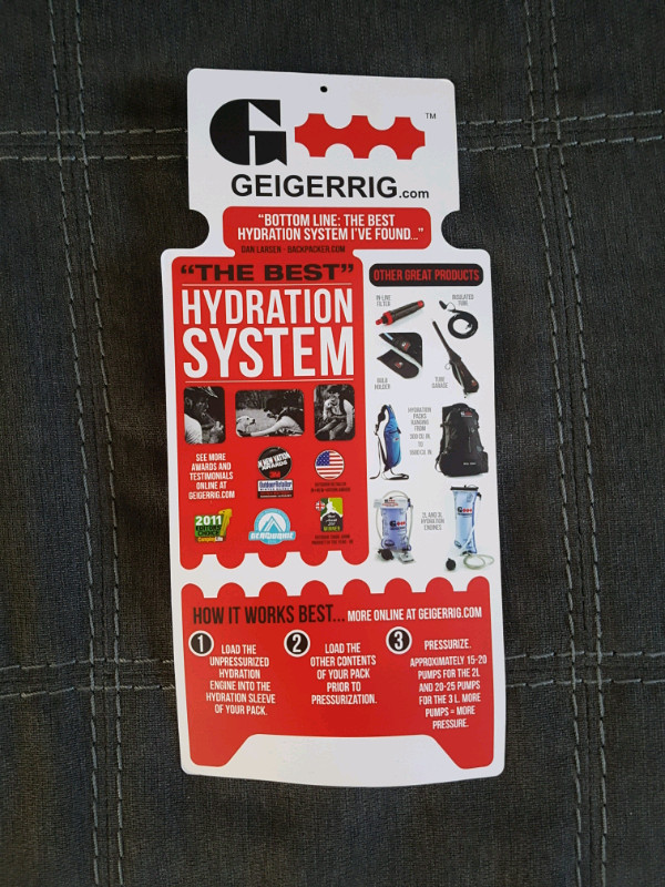 GEIGERRIG RIG Hydration Pack, Brand New, Never Opened or Used in Exercise Equipment in Gatineau - Image 4