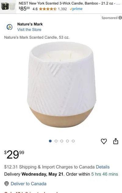 Nature's Mark Sandalwood Candle, View more