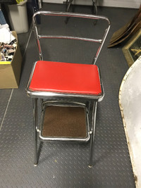 3 VINTAGE FOLDING CHAIRs/STEPs RED or BROWN - EACH $59
