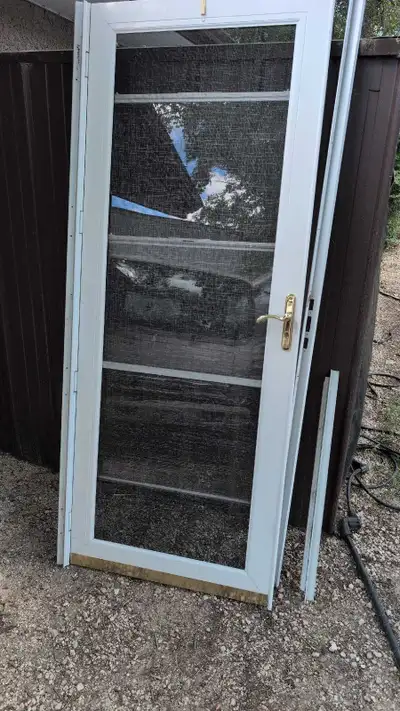 32" aluminum Storm door with top and bottom screen , View more