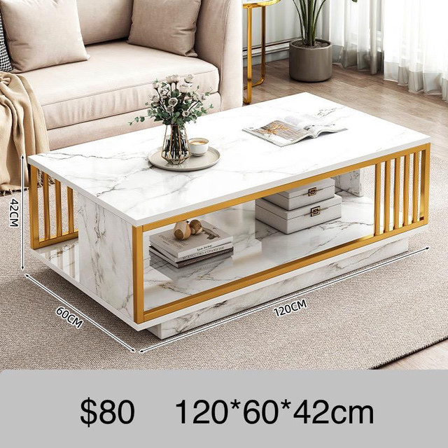 Modern White Marble Coffee Table, 2 Tier Large Coffee Table with in Coffee Tables in Oakville / Halton Region - Image 2