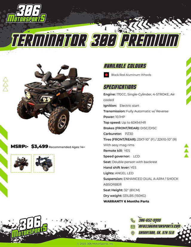 Gio Apollo Venom 306 Motor Sports 125 Transformer HS Z D P B S  in ATVs in Saskatoon - Image 4
