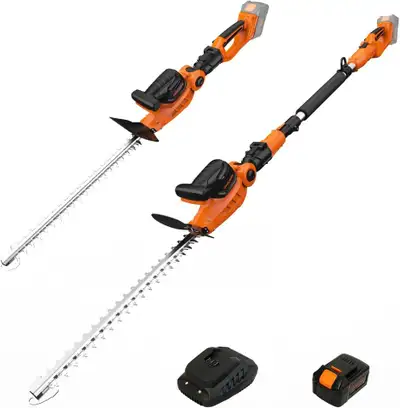 GARCARE Cordless Pole Hedge Trimmer, 2 in 1 Electric Telescopic Hedge Trimmers Long Reach with 4.0Ah...
