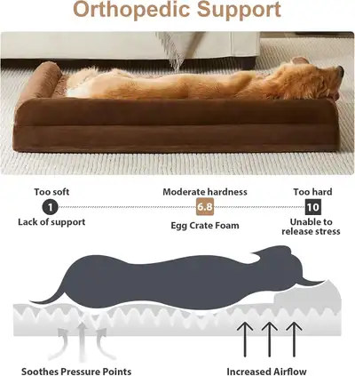 Orthopedic Dog Bed for Large Dogs - Waterproof & Washable Cover,, View more