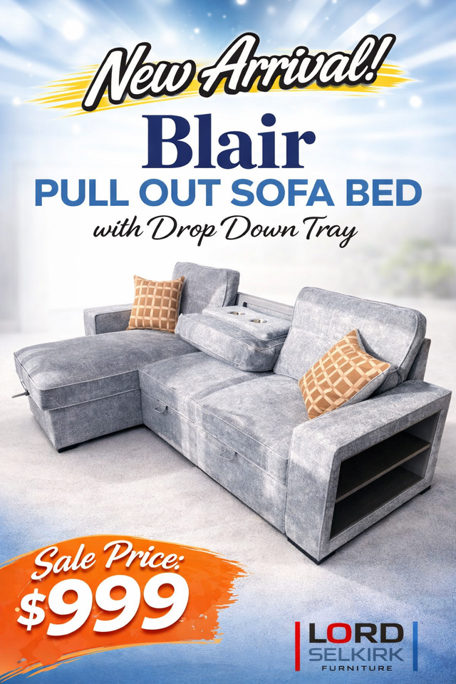 Lord Selkirk Furniture - Blair Pull Out Sofa Bed in Grey in Couches & Futons in Winnipeg - Image 2