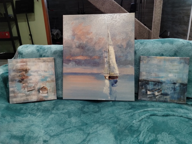 Set of Three Paintings in Arts & Collectibles in Sault Ste. Marie
