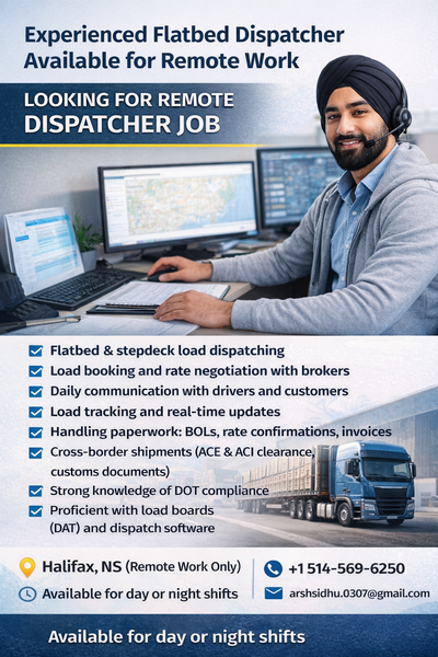 Experienced Flatbed Dispatcher Available for Remote Work, View more