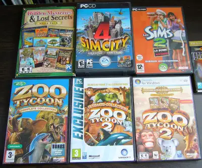 CD Rom Zoo Tycoon , Sim City 4, Sims 2 expansion 4$ à 25$, View more