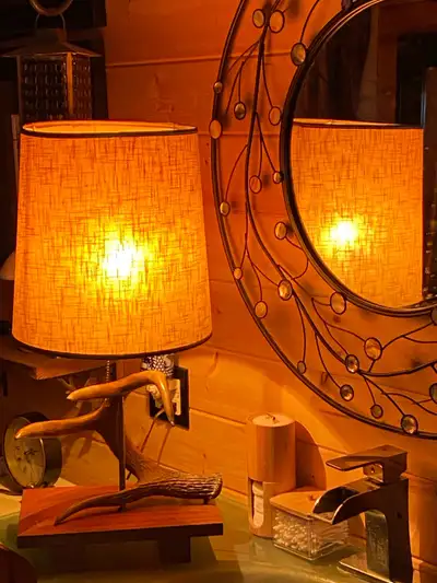 vintage deer antler lamp $15, View more