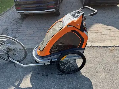 Remorque-double de vélo. Marque: Via Velo Pliable Peut-être utilisée comme une poussette (3 ieme rou...