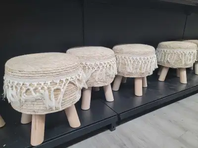 Boho Style Woven Rope Footstool/ Coffee table mini, View more