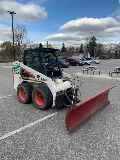 753 skidsteer comes with smooth bucket, snow plow, Inclosed cab with heat All bushings have been rep...