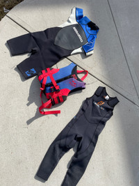 Wetsuits and life jacket