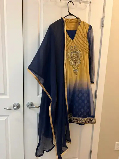 Salwar Kameez Gold and Blue, View more