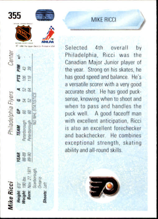 MIKE RICCI ... 1990-91 Upper Deck ROOKIE ... RAW + PSA 10 pop=33 in Arts & Collectibles in City of Halifax - Image 3