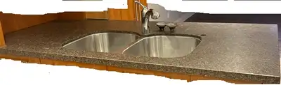 Finished quartz countertop + sink + faucet, View more