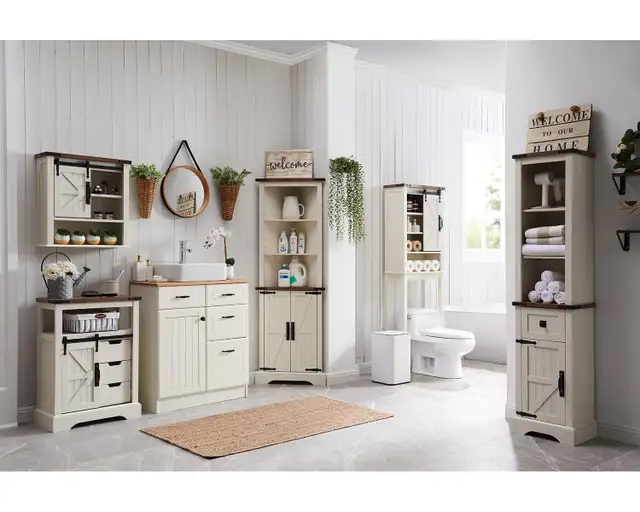 OKD Bathroom Farmhouse Medicine Cabinet w Sliding Barn Door in Cabinets & Countertops in Markham / York Region - Image 4