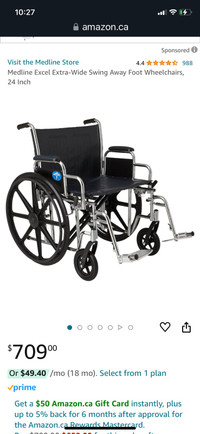 Medline Excel Extrawide 24” 500lb wheelchair NEW