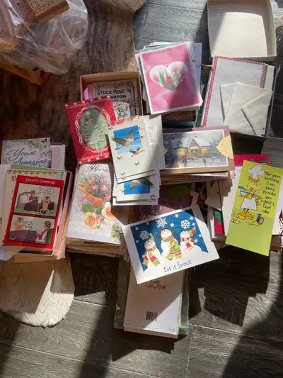 large pile of greeting cards, View more