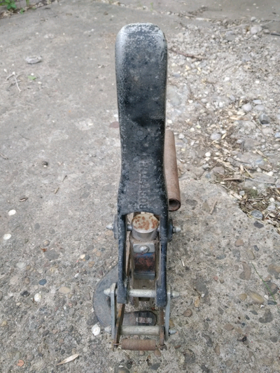 Cast iron, heavy duty book binding/box stapler. Head no. 67.