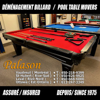 Déménagement de tables de billard PRO Pool table movers moving