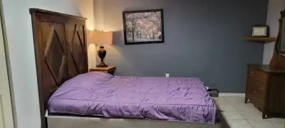 Fully furnished basement room available. Clean with queen bed, study table and a shared kitchen and...