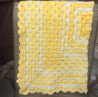 Handmade crochet yellow blanket
