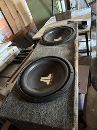 Assortment of vehicle audio equipment, including jl subwoofers