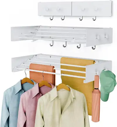 ❤️✅NEW IN BOX: Retractable Wall Mounted Cloth Drying Rack, View more