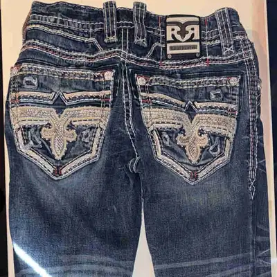 Dark wash Rock Revival jeans, View more