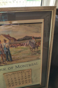 Bank of Montreal 1948 Calendar, Framed Under Glass