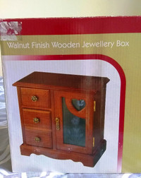 Walnut Finish Wooden Jewellery Box