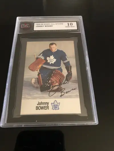 1988 Esso Johnny Bower hockey card graded KSA perfect 10 mint, View more