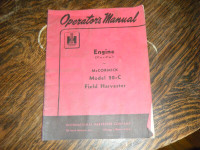 McCormick Engine for Model 20-C Field Harvester Operators manual