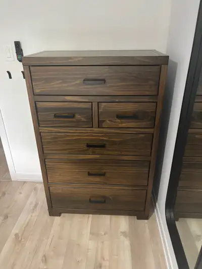 Bedroom dressers and queen bed, View more
