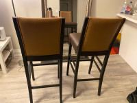 2 Tone Brown Leather Bar Stools