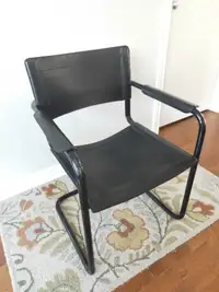 Vintage Armchair in  Black Genuine Leather Italian