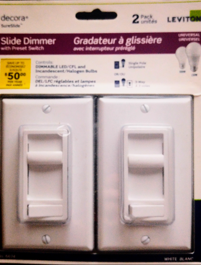 LEVITON 3-Way Slide Dimmer SWITCH 2-Pack White Decora UNIVERSAL, View more