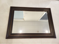 Wood framed bevelled mirror 44x32 inches
