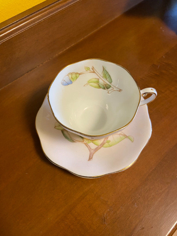 Vintage EB Foley Soft Pink Magnolia Fine Bone China Teacup Set in Arts & Collectibles in Oshawa / Durham Region - Image 2