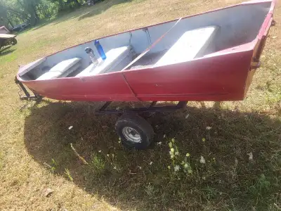 Aluminum boat and trailer very comfortable nice for fishing and cruising motor available good runn8n...