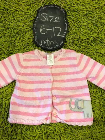 GYMBOREE CUTE ELEPHANT PINK STRIPED SWEATER 6-12 MONTHS, View more