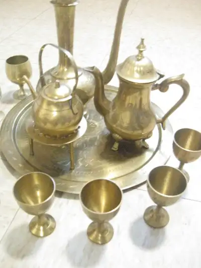 Vintage  BrassTea Set, View more