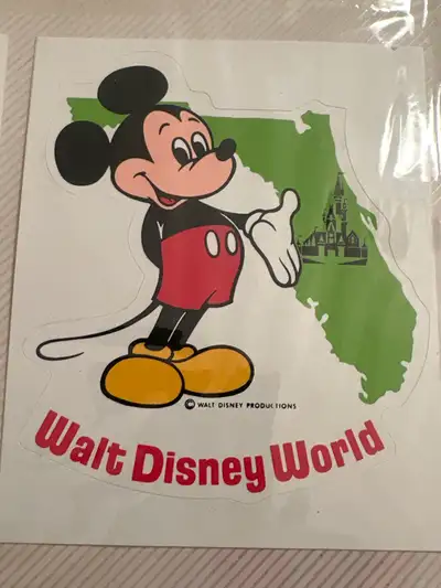 Walt Disney World Florida 1970's Vintage Mickey Mouse Sticker Cinderella Castle