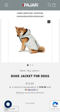 Navy Pajar Thick Winter Dog Jacket - Duke Style Size L
