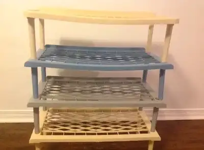 These Shoe Shelf / Stacking Shelf / Shoe Rack Plastic Collapsible are hardly used and in excellent c...