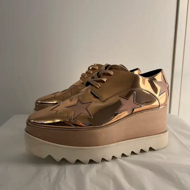 Stella McCartney Metallic Elyse Stars Derbys | Rose Gold Patent628632575265291216