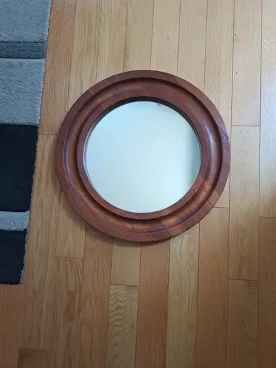 TEAK WOOD ROUND MIRROR, View more