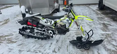 2017 Husqvarna 450FC Snowbike Aro 3 S Pro White 2023 QDT with extra belt Timbersled pro taper heated...